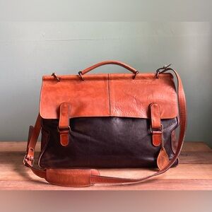 Vintage Delfina Leather Color Block Messenger Bag